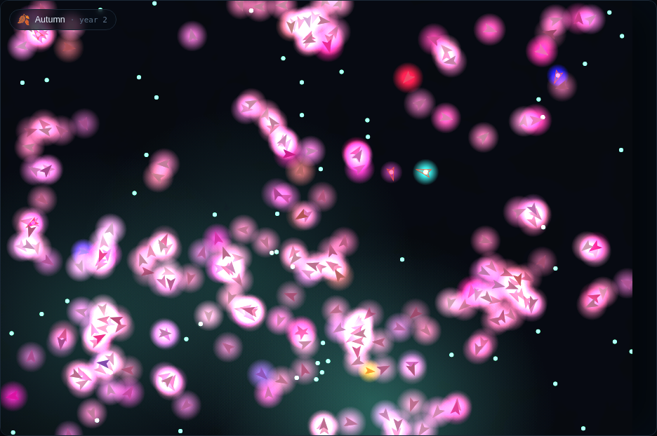 A dense pond of foraging creatures